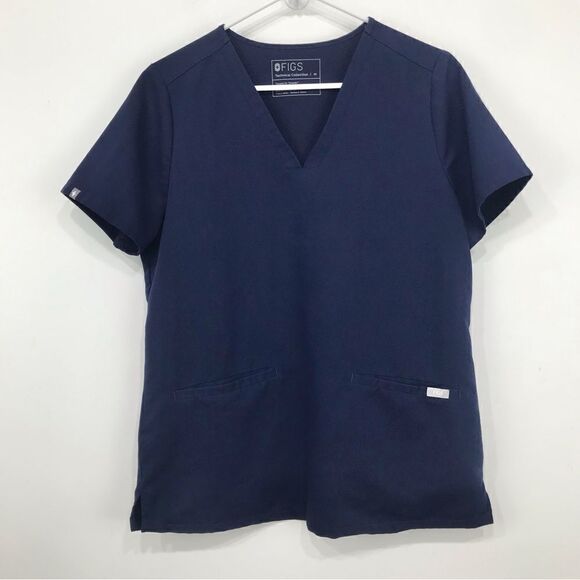 Figs Technical Collection Navy Blue Pullover Scrubs Top - Picture 1 of 12